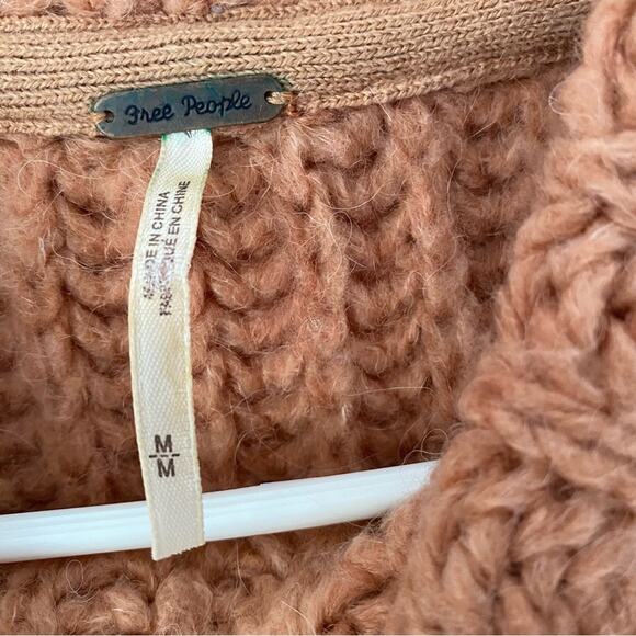 Free People Fluffy Fox Wool Alpaca Papaya Sweater Size Medium Rust Orange - Picture 8 of 9